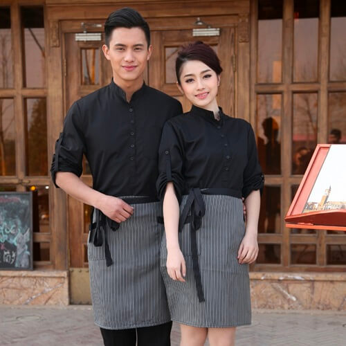 Supplier-Long-Sleeved-Restaurant-Waiters-Uniform-With-Apron-Set